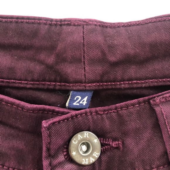 🌼 LF CARMAR Tie-Dye Low Rise Skinny Jeans, Maroon 24 LN - Picture 2 of 7